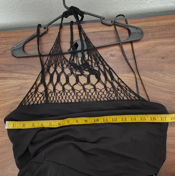 NWT Lauren Ralph Lauren Black Crochet Halter Pull On Jumpsuit - Picture 7 of 9